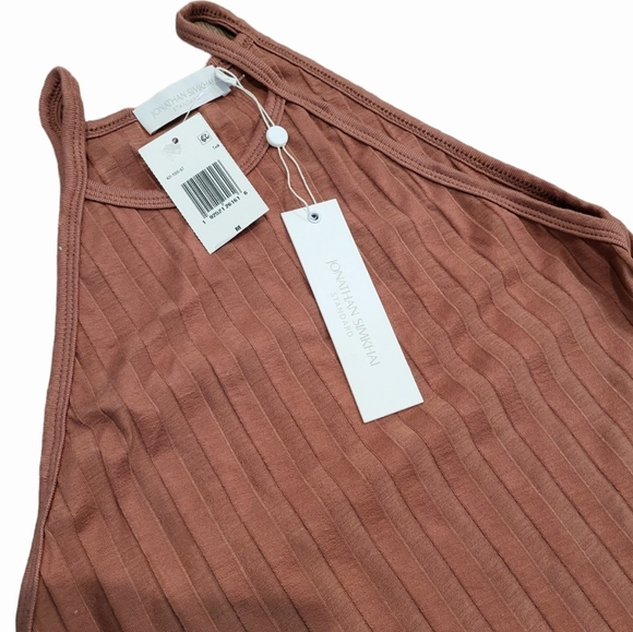 JONATHAN SIMKHA Megan Racer Back Midi Dress in Teak Medium NWT - Picture 9 of 10